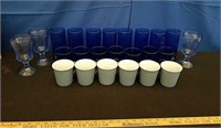 Box lot- Blue Glasses and Coffee Cups