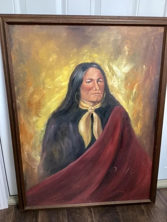Large Native American Portrait on Canvas