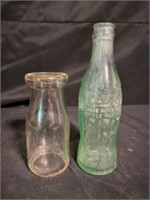 Vintage Coca-Cola Glass Bottle With Dairy Jar 8"
