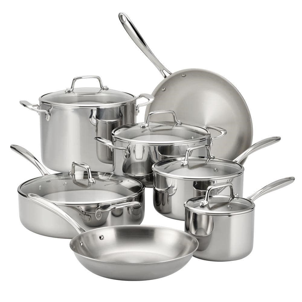 $280  Tramontina 12pc Tri-Ply Clad SS Cookware Set