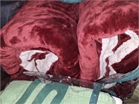 2 PLUSH RED LINED BLANKETS