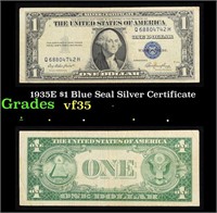 1935E $1 Blue Seal Silver Certificate Grades vf++