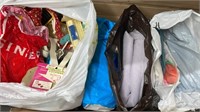 Box of Assorted sewing notions & Fabrics. Unknown