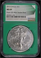 2015 AMERICAN SILVER EAGLE NGC MS69