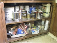 Contents Of Cabinet Paint, Lacquer, Glues & More