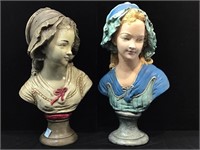Pair of Vintage Chalkware/ Composite Maiden Busts