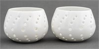 Modern Porcelain Tea Lights, Pair