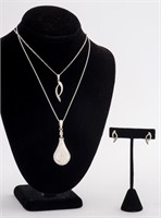 Vintage Silver Pendant Necklace & Earring Lot 3