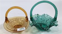 Vintage Fenton Glass Basket & Amber Basket