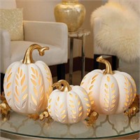 Pumpkins with Lights, Set of 3-WHITE
