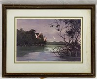 River/Crane Print by Millard Well Saws