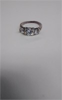 sterling triple clear stones ring