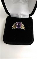sterling purple stone square design ring