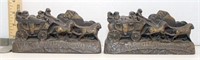 pair of cast iron "Ye Olde Stagecoach" bookends