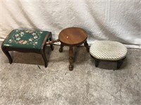 3 Small Wooden Stools (7" to 11")