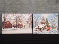 2 Winter Themed Lighted Pictures