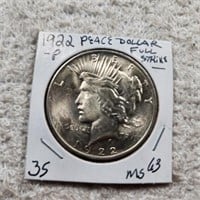 1922-P Peace Dollar Full Strike MS63