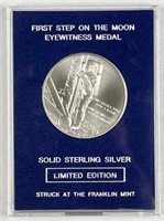 Solid Sterling Silver 1st Step on the Moon Medal
