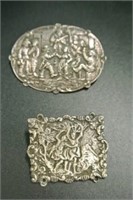 Pair of Ornately Tooled Brooches