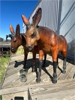 (2) Leather Donkey/Mule Figurines