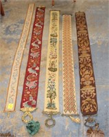 Group of 5 Antique Needlepoint Bell Pulls
