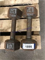 PAIR OF 10 LB HAND WEIGHTS