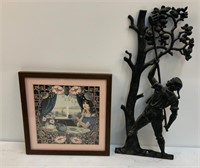 Wall Hanging of Man Picking Apples & Sm Fr Picture