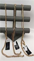 3 New Inc Belts Goldtone Links 2- L/xl & 1- S/m Sz