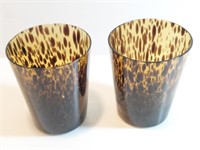 2pc Blown Glass Tortoiseshell Tumblers. Each