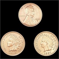 (3) Varied US Cents (1907, 1909, 1928-S) UNCIRCULA