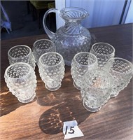 (9) PCS HOBNAIL PITCHER & GLASSES