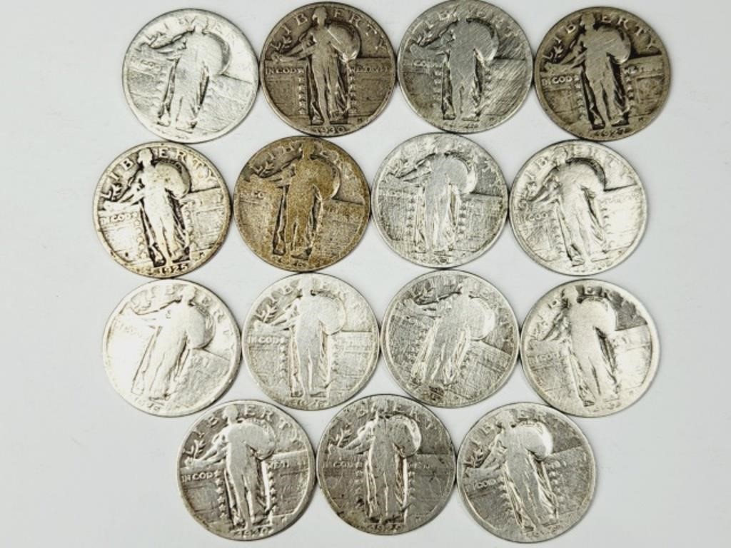 (15) Standing Liberty Silver Quarters