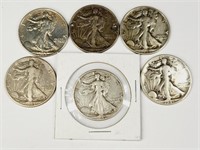 (6) Walking Liberty Half Dollars