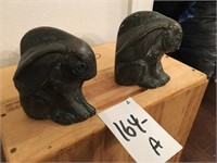 Pr of Bronze Rabbit Door Stops