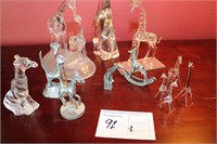 Glass and metal  giraffe decor lot