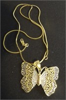 14k Gold Butterfly Necklace 7 Grams