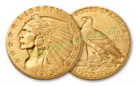 1913 $2.5 Gold Indian AU Grade