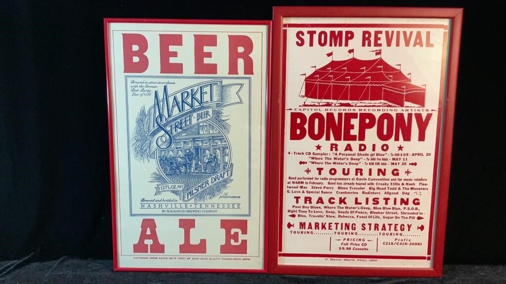 Two vintage framed advertising posters