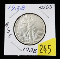 1938 Walking Liberty half dollar, BU