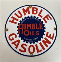 ANTIQUE PORCELAIN HUMBLE OILS SIGN
