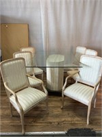 Pillar Base Glass Top Dining Table w/6 Chairs