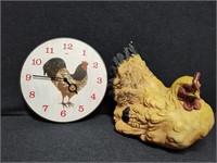 Chicken Clock and Figurine