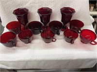 12 pcs Ruby Red Goblets & Cups