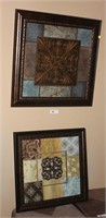 PAIR OF FRAMED SCROLL COLLAGE ART
