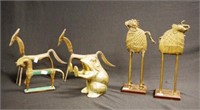 Two Oriental brass animal figures on stands
