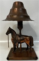 VINTAGE COPPER HORSE LAMP - NEEDS REWIRE