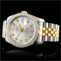 36MM Rolex DateJust Diamond Watch 18K YG/SS