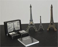 3 Metal Eiffel Towers w/ Playing Card Giftset