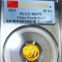 2012 Chinese Gold Panda 20 Yen PCGS - MS70