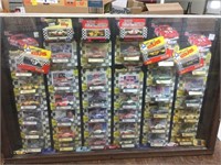 38” x 25” Nascar stock car collection in wooden